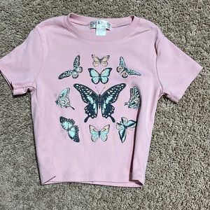 pink butterfly tee